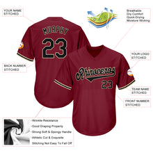 Load image into Gallery viewer, Custom Crimson Black-Khaki Authentic Throwback Rib-Knit Baseball Jersey Shirt

