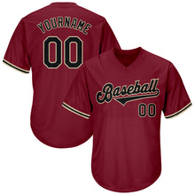 Load image into Gallery viewer, Custom Crimson Black-Khaki Authentic Throwback Rib-Knit Baseball Jersey Shirt
