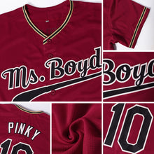 Load image into Gallery viewer, Custom Crimson Black-Khaki Authentic Baseball Jersey
