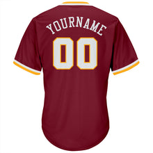 Load image into Gallery viewer, Custom Crimson White-Gold Authentic Throwback Rib-Knit Baseball Jersey Shirt

