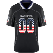 Load image into Gallery viewer, Custom Lights Out Black Light Gray-Royal USA Flag Fashion Football Jersey
