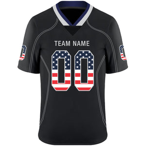 Custom Lights Out Black Light Gray-Royal USA Flag Fashion Football Jersey