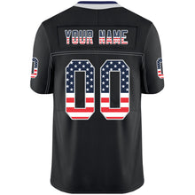 Load image into Gallery viewer, Custom Lights Out Black Light Gray-Royal USA Flag Fashion Football Jersey

