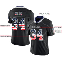 Load image into Gallery viewer, Custom Lights Out Black Light Gray-Royal USA Flag Fashion Football Jersey
