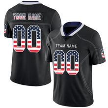 Load image into Gallery viewer, Custom Lights Out Black Light Gray-Royal USA Flag Fashion Football Jersey
