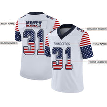 Load image into Gallery viewer, Custom White Navy-Gray USA Flag Fashion Football Jersey
