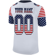 Load image into Gallery viewer, Custom White Navy-Gray USA Flag Fashion Football Jersey
