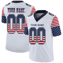 Load image into Gallery viewer, Custom White Navy-Gray USA Flag Fashion Football Jersey
