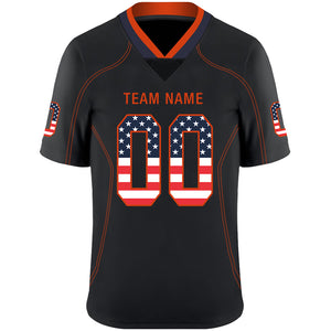 Custom Lights Out Black Orange-Navy USA Flag Fashion Football Jersey
