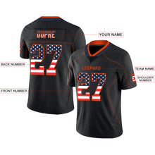 Load image into Gallery viewer, Custom Lights Out Black Orange-Navy USA Flag Fashion Football Jersey
