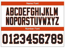 Load image into Gallery viewer, Custom Lights Out Black Orange-Navy Football Jersey
