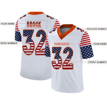 Load image into Gallery viewer, Custom White Orange-Navy USA Flag Fashion Football Jersey

