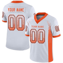 Load image into Gallery viewer, Custom White Orange-Navy Mesh Drift Fashion Football Jersey
