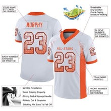 Load image into Gallery viewer, Custom White Orange-Navy Mesh Drift Fashion Football Jersey
