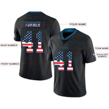 Load image into Gallery viewer, Custom Lights Out Black Powder Blue-Red USA Flag Fashion Football Jersey
