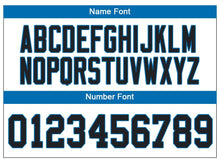 Load image into Gallery viewer, Custom Lights Out Black Powder Blue-White Football Jersey
