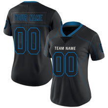 Load image into Gallery viewer, Custom Lights Out Black Powder Blue-White Football Jersey
