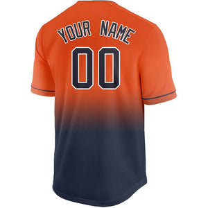 Custom Orange Navy-White Fade Baseball Jersey