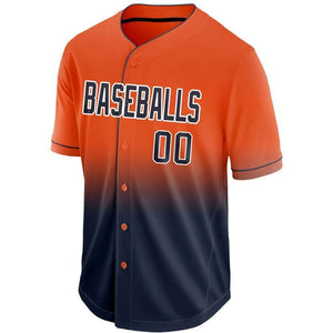 Custom Orange Navy-White Fade Baseball Jersey