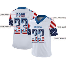 Load image into Gallery viewer, Custom White Powder Blue-Gray USA Flag Fashion Football Jersey
