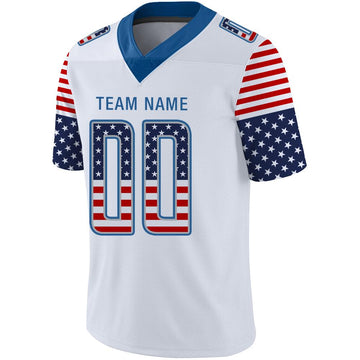 Custom White Powder Blue-Gray USA Flag Fashion Football Jersey