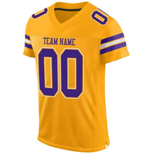 Load image into Gallery viewer, Custom Gold Purple-White Mesh Authentic Football Jersey
