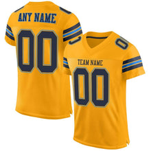 Load image into Gallery viewer, Custom Gold Navy-Powder Blue Mesh Authentic Football Jersey
