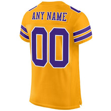 Load image into Gallery viewer, Custom Gold Purple-White Mesh Authentic Football Jersey

