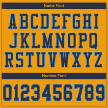 Load image into Gallery viewer, Custom Gold Navy-Powder Blue Mesh Authentic Football Jersey
