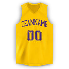 Load image into Gallery viewer, Custom Gold Purple V-Neck Basketball Jersey
