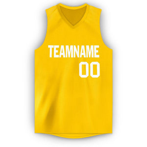 Custom Gold White V-Neck Basketball Jersey