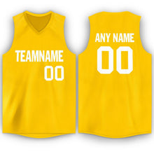Load image into Gallery viewer, Custom Gold White V-Neck Basketball Jersey
