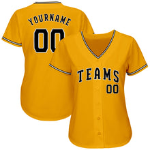 Load image into Gallery viewer, Custom Gold Black-White Authentic Baseball Jersey
