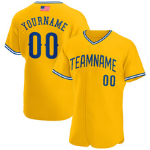 Load image into Gallery viewer, Custom Gold Royal-White Authentic American Flag Fashion Baseball Jersey
