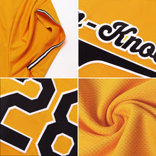 Load image into Gallery viewer, Custom Gold Hunter Green-Navy Authentic Throwback Rib-Knit Baseball Jersey Shirt
