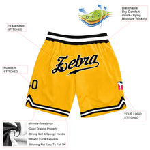 Load image into Gallery viewer, Custom Gold Black-White Authentic Throwback Basketball Shorts
