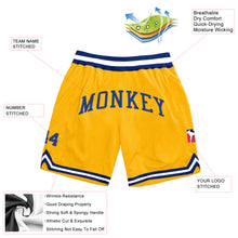 Load image into Gallery viewer, Custom Gold Royal-White Authentic Throwback Basketball Shorts
