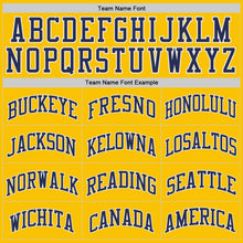 Load image into Gallery viewer, Custom Gold Navy-White Authentic Throwback Basketball Jersey
