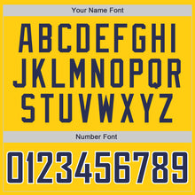 Load image into Gallery viewer, Custom Gold Navy-White Authentic Throwback Basketball Jersey
