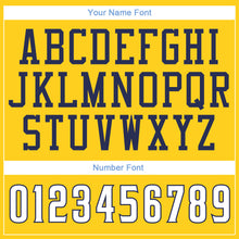 Load image into Gallery viewer, Custom Gold White-Navy Authentic Throwback Basketball Jersey
