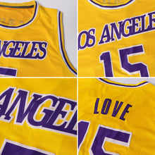 Load image into Gallery viewer, Custom Gold White-Navy Authentic Throwback Basketball Jersey
