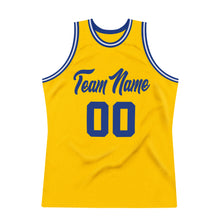 Load image into Gallery viewer, Custom Gold Royal-White Authentic Throwback Basketball Jersey
