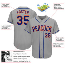 Load image into Gallery viewer, Custom Gray Royal-Orange Authentic Baseball Jersey

