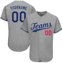 Load image into Gallery viewer, Custom Gray Royal-Red Authentic Baseball Jersey
