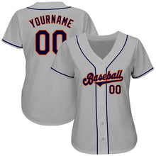 Load image into Gallery viewer, Custom Gray Navy-Orange Authentic Baseball Jersey
