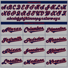 Load image into Gallery viewer, Custom Gray Navy-Red Authentic Baseball Jersey
