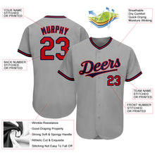 Load image into Gallery viewer, Custom Gray Red-Navy Authentic Baseball Jersey
