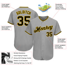 Load image into Gallery viewer, Custom Gray Black-Gold Authentic Baseball Jersey
