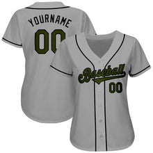 Load image into Gallery viewer, Custom Gray Olive-Black Authentic Memorial Day Baseball Jersey
