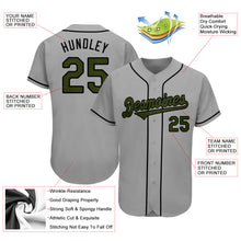 Load image into Gallery viewer, Custom Gray Olive-Black Authentic Memorial Day Baseball Jersey
